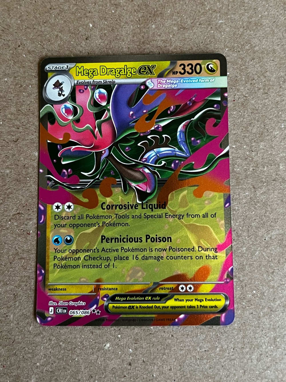 Pokémon TCG Mega Dragalge ex  065/086 HP 330. From Chaos Rising Set.